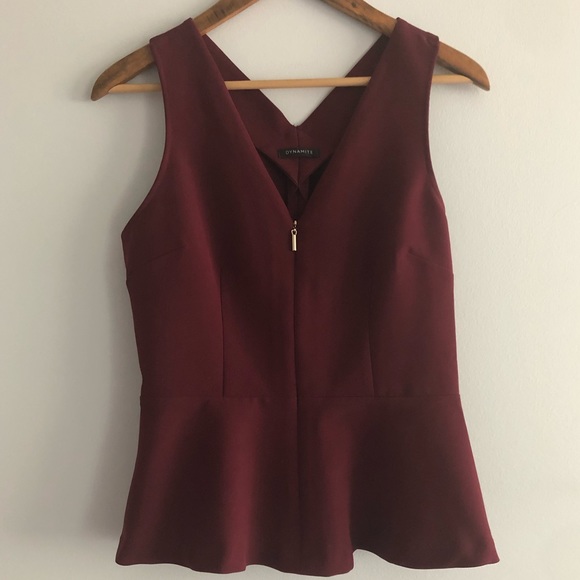 Maroon/burgundy peplum dynamite top - Picture 1 of 3
